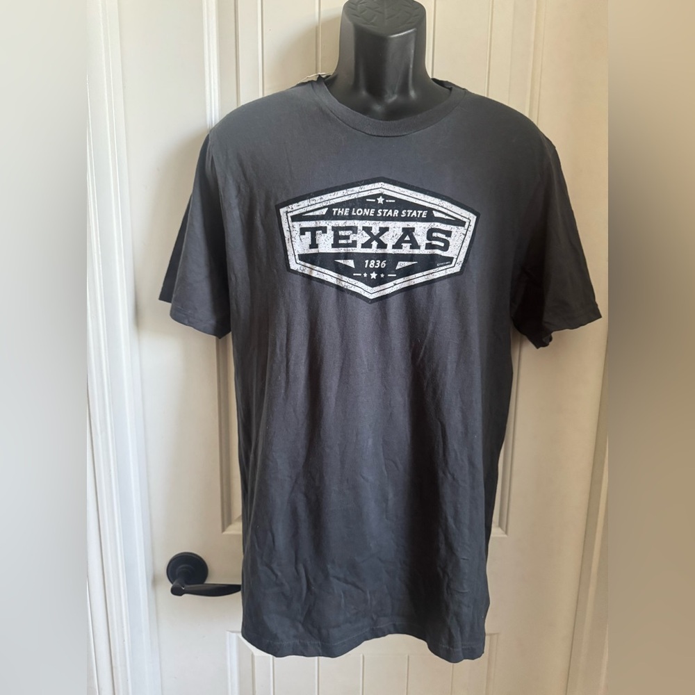District “Texas – The Lone Star State” Graphic Tee, Grey, 100% Cotton, Sz Large